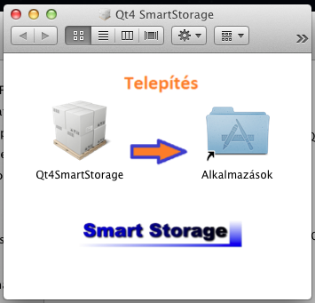 A SmartStorage alkalmazás áthúzása az Applications mappába